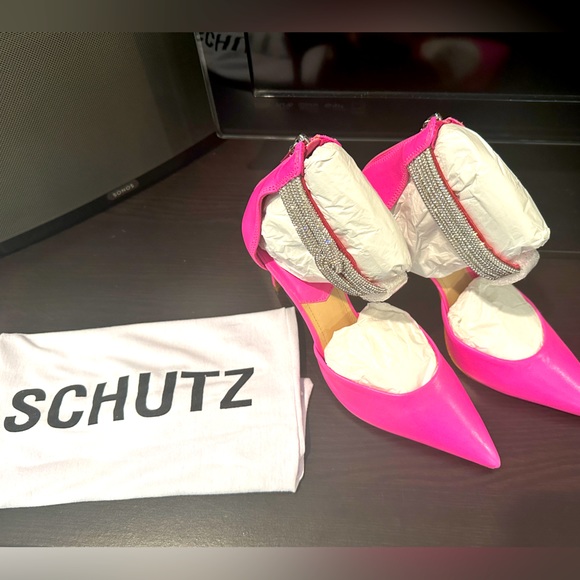 Schutz Bright Pink Strap Pump - Picture 1 of 3